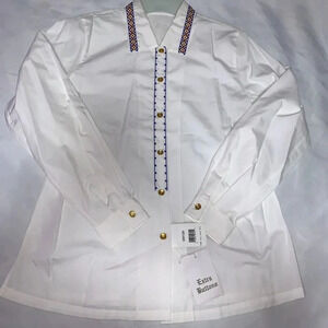 Women's FOXCROFT formal shirt cotton office, work wear embroidered size 8